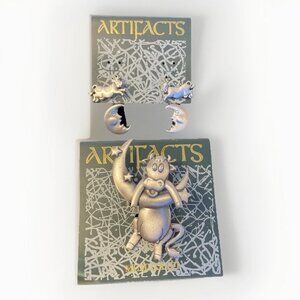 Artifacts by JJ Janette Earrings & Brooch Cow Jumped Over and Hanging on Moon